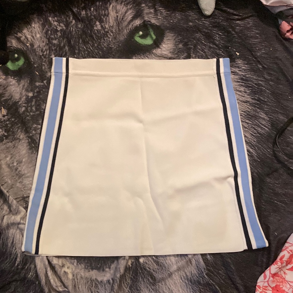 Tory Sport White Skirt with Blue and Black Stripes